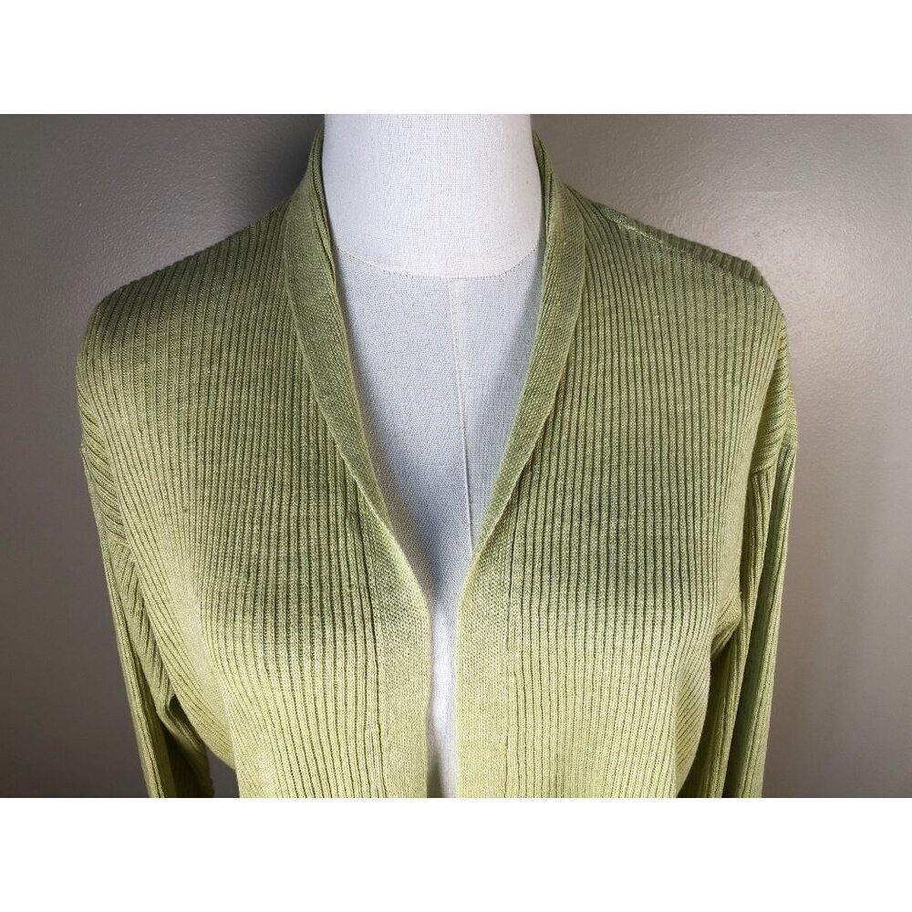 NWOT Eileen Fisher Cardigan Organic Linen Delave High Collar in Canary Sz S/P - Picture 4 of 10